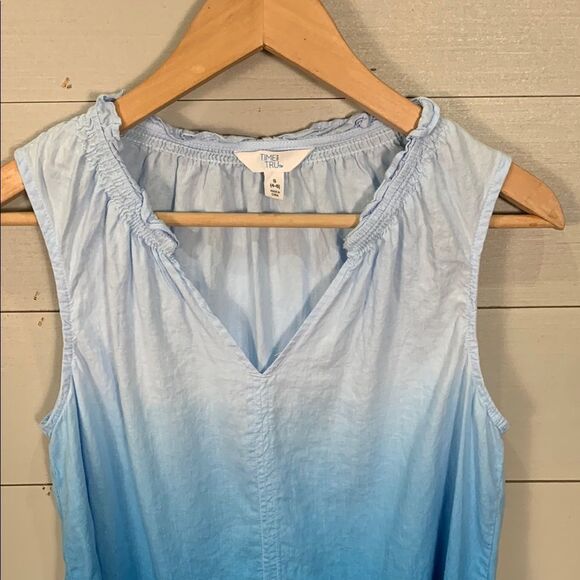 Time and Tru Blue Ombre Sleeveless Top linen blend size small summer - Picture 3 of 7